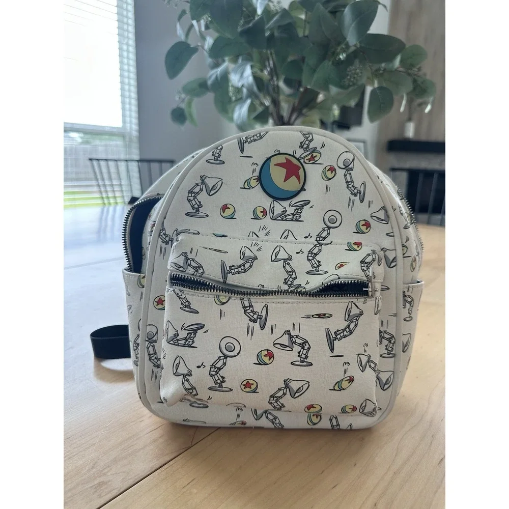 Pixar Luxo Lamp Mini Backpack BoxLunch Exclusive White Faux Leather Ball Patch
